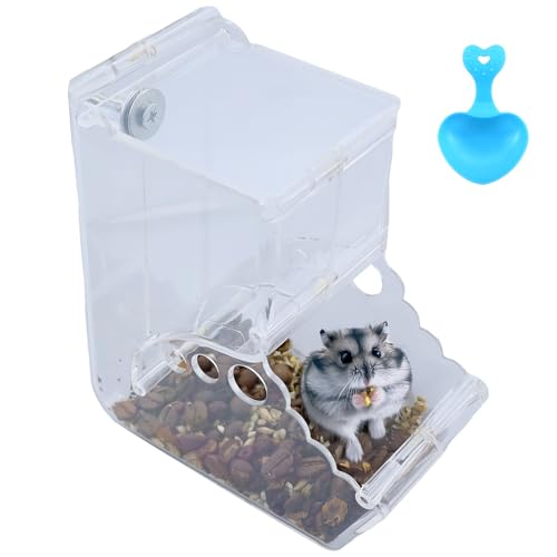 Hamster Futterspender, Automatischer Hamsterfutterautomat, Große Kapazität, Transparent, Schwerkraft-Futterstation Geeignet für Hamster, Meerschweinchen, Papageien(400ml), mit 1 Fütterlöffel von JRSHIRLEYLTD