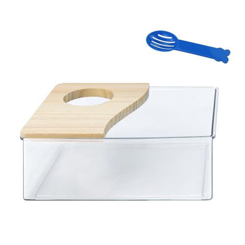 JRSHIRLEYLTD 1 Stück Hamster Sandbad, Acryl Hamster Badebox, Hamster Zubehör,Hamster Badezimmer mit Halbabdeckung Massivholz, Hamster Toilette für Chinchilla, Goldene Bären von JRSHIRLEYLTD