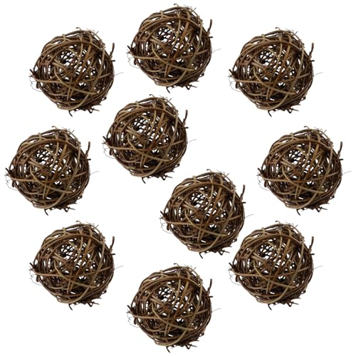 JRSHIRLEYLTD 10 Stück Kaubälle, 6cm Kleintiere Kauspielzeug, Natur Weidenball Spielzeug,Kaninchen Zubehör, Kaninchen Spielzeug, Hasen Zubehör, Meerschweinchen Spielzeug von JRSHIRLEYLTD