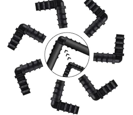 JRSHIRLEYLTD 10 Stück L Schlauchverbinder, 13,0 mm (1/2 Zoll) Eckverbinder Steckverbinder 90° Grad Bogen Eckverbinder Schwarz Schlauch Fitting Zubehör Schlauchanschluss für Bewässerung System von JRSHIRLEYLTD