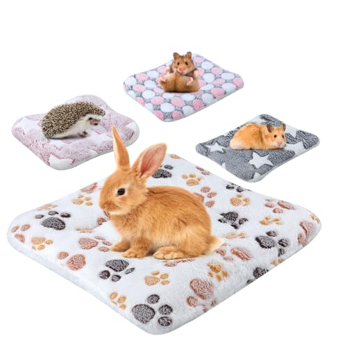 JRSHIRLEYLTD 4 Stück Kleintier Plüschbett, Warme Flauschige Plüschbett Kleine Tiere, Kleintierbett Kleintier, Nagerteppich, für Kaninchen, Chinchilla, Eichhörnchen, Meerschweinchen von JRSHIRLEYLTD