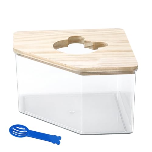 JRSHIRLEYLTD Haustier Hamster Badezimmer,Acryl Duschraum,Sandbad Container Toilette,Transparente Acryl Hamster Badebox, Hamster Sand Badezimmer Hamster Badehaus für Eichhörnchen von JRSHIRLEYLTD