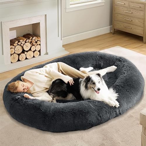 JRUI 3D-Schwamm Hundesofa, Hundebett füR Menschen 180X105X32CM,Abnehmbar GroßE Hundebett, Weiches Hundebett Orthopädisch, Hundebett Kuschelig, Hundebett Waschbar, Schwarz von JRUI