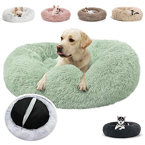 JRUI Hundesofa für Grosse Hunde, Rund Plüsch Hundebett Hundekissen Waschbar Katzenbett Flauschig Hundekörbchen Donut Hundehöhle für Mittelgroße Hunde - Grau 110x110x20cm- Hellgrün Ø 70 cm JRUI Hundesofa für Grosse Hunde, Rund Plüsch Hundebett Hundekissen Waschbar Katzenbett Flauschig Hundekörbchen Donut Hundehöhle für Mittelgroße Hunde - Grau 110x110x20cm- Hellgrün Ø 70 cm von JRUI