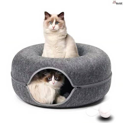 JS BuildX Katzenbett Tunnel Großes Katzenbett mit Katzenspielzeug Katzenhäuser für Indoor-Katzen Beste Katze Must Haves Katzenbetten & Möbel von JS BuildX