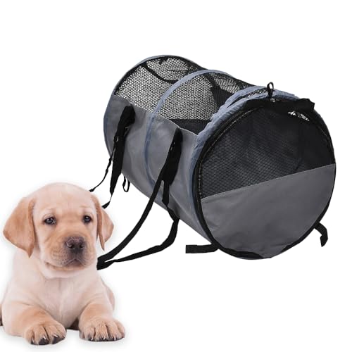 JSCARLIFE Haustier-Tragetasche, 57 x 41 cm, zylindrische Tragetasche für Katzen und Hunde, mit Sicherheitsreißverschlüssen, tragbare, weiche Haustier-Tragetasche für den Transport, atmungsaktive von JSCARLIFE