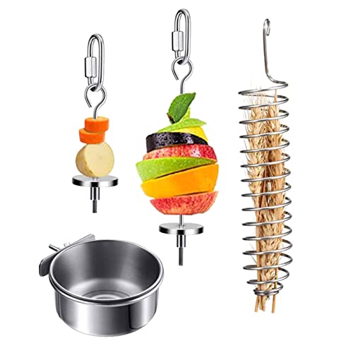JSGHGDF 4 Stücke Vogelfutterhalter Edelstahl Futternapf Hängen Obst Feeder Käfig Leckerli Spieß Nymphensittiche JSGHGDF 4 Stücke Vogelfutterhalter Edelstahl Futternapf Hängen Obst Feeder Käfig Leckerli Spieß Nymphensittiche von JSGHGDF