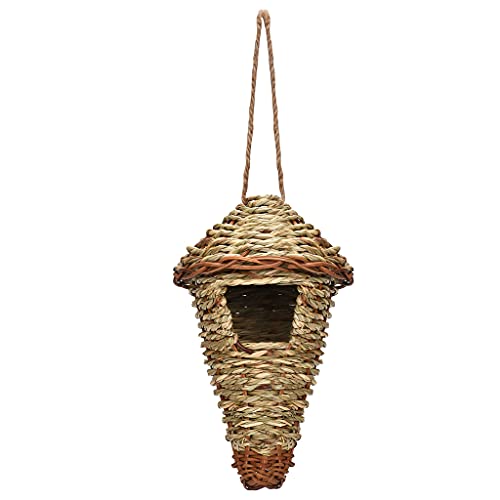 JSGHGDF Hängende Vogelhäuser Naturgras Handgewebt Draußen Kleines Nest Spitzem Gartendekoration JSGHGDF Hängende Vogelhäuser Naturgras Handgewebt Draußen Kleines Nest Spitzem Gartendekoration von JSGHGDF