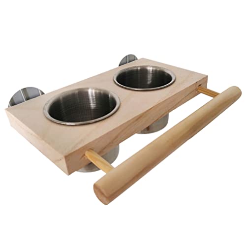 JSGHGDF Vogelbarsch Futterstation Holzständer Abnehmbare Edelstahl Futterbecher Futter Und Wassernäpfe Für Aras Turteltauben Kakadus JSGHGDF Vogelbarsch Futterstation Holzständer Abnehmbare Edelstahl Futterbecher Futter Und Wassernäpfe Für Aras Turteltauben Kakadus von JSGHGDF