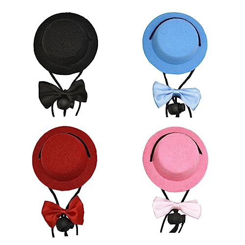 Süße Flache Top Hüte Mit Bowtie Für Kaninchen Weihnachtsfeier Kleine Haustierfutter Cosplay Kopfbedeckung Halloween Cosplay von JSGHGDF
