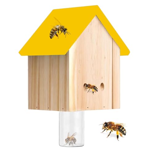 Bienenfallen | Bienenfallen aus Holz im Hüttenstil | Hängende Wespenfallen, Hornissenbienenhaus Bienenbox, Honigbienenschwarmfalle, aus Traufen, Deckgeländern oder unter Ästen von JSHDUSA