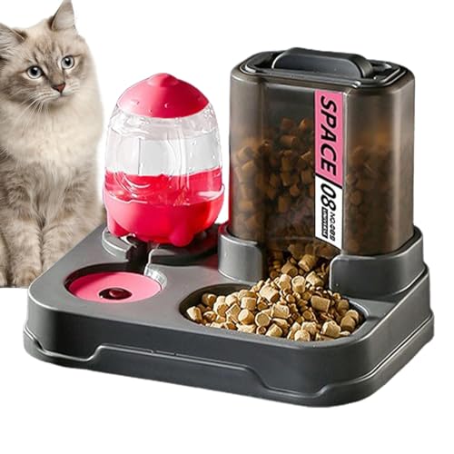 JSHDUSA Automatischer Katzenfutterautomat - Automatischer Katzenwasserfutterspender mit großer Kapazität | Feeder Waterer für Haustier Katze Nackenschutz für Katzenhaus, Innenhof, Balkon von JSHDUSA