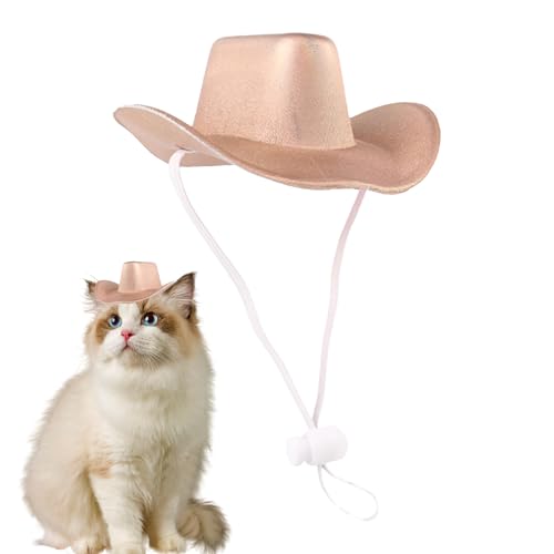JSHDUSA Cowboyhut für Hunde – Haustierhut für Halloween, Kätzchen, Cowboyhut, glänzender Katzenhut, Cosplay-Requisite, Welpenhut, Western-Cowboy-Kostüm-Zubehör von JSHDUSA