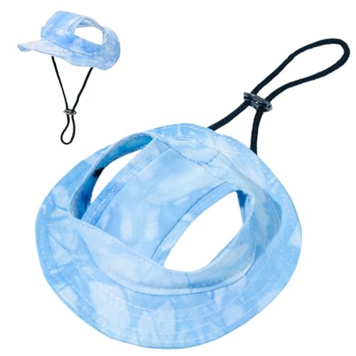 JSHDUSA Hundehut mit Ohrlöchern, Sonnenhut für Welpen, Sommerhut, Sonnenschutz, verstellbare breite Krempe, Haustierhüte für kleine, mittelgroße Hunde und Katzen von JSHDUSA