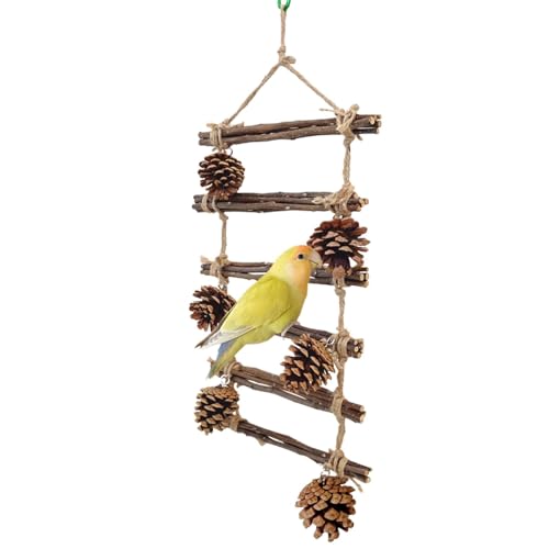 JSHDUSA Papageienleiter | Trittleiter | Vogelkäfig Leiter Spielzeug Holz Kletterleiter Spielzeug Holz Sitzstange Spielzeug für Sittiche Sittiche Nymphensittiche von JSHDUSA