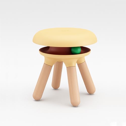 Katzenhocker, Runder Fußhocker für Katzen und Menschen, 360° drehbarer Katzenball, Ankleidehocker,Fußbank für Wohnzimmer, Schlafzimmer, Eingangsbereich Yellow 34x34x35cm von JSLJDM