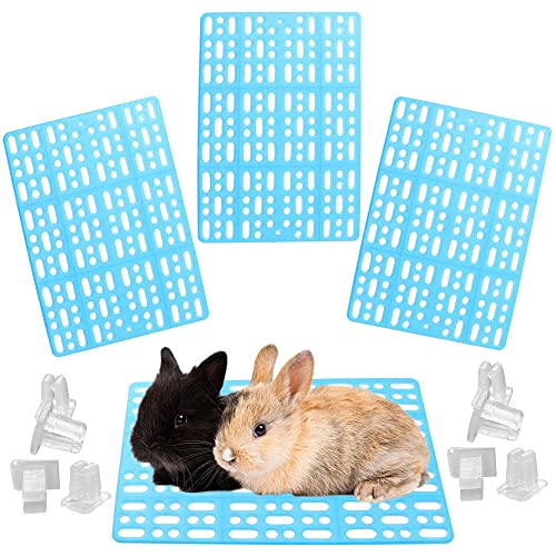 JSLZF Kaninchenkäfig Matte für Füße, Kunststoff, Kaninchenkäfig, Bodenmatte für Kleintiere, resistent gegen Kauen, waschbar, dicke Matte für Kaninchen, Hasen, 4 Stück von JSLZF