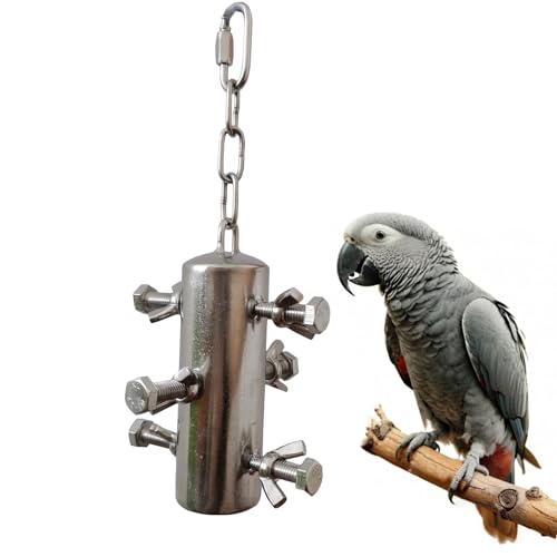 JSLZF Papageienspielzeug aus Edelstahl, hängendes afrikanisches graues Kauspielzeug für Vogel, großes Vogelspielzeug für Aras, Futtersuchvogelspielzeug für Conure, Kakadu, afrikanisches Grau JSLZF Papageienspielzeug aus Edelstahl, hängendes afrikanisches graues Kauspielzeug für Vogel, großes Vogelspielzeug für Aras, Futtersuchvogelspielzeug für Conure, Kakadu, afrikanisches Grau von JSLZF
