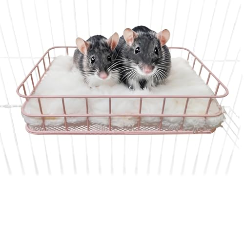 JSLZF Rattenkäfig-Plattform-Zubehör, hängende Rattenleiste, Metall, Frettchen-Hängematte, Eichhörnchen, Käfigbett, Kleintier-Lebensraum für Hamster, Zuckergleiter, Ratten, Rosa von JSLZF