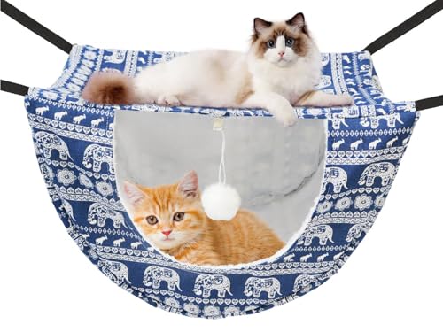 JSPYFITS Katzenkäfig-Hängematte mit Ball, doppellagig, hängend, verstellbar, weiches Haustierbett, geeignet für Kätzchen, Frettchen, Welpen, Kaninchen oder kleine Haustiere, 2-stöckiges Innenbett für JSPYFITS Katzenkäfig-Hängematte mit Ball, doppellagig, hängend, verstellbar, weiches Haustierbett, geeignet für Kätzchen, Frettchen, Welpen, Kaninchen oder kleine Haustiere, 2-stöckiges Innenbett für von JSPYFITS