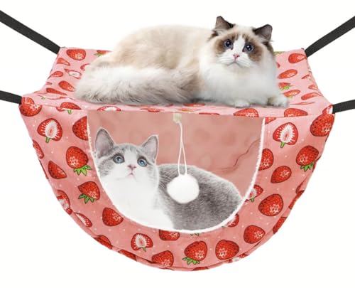 JSPYFITS Katzenkäfig-Hängematte mit Ball, doppellagig, hängend, verstellbar, weiches Haustierbett, geeignet für Kätzchen, Frettchen, Welpen, Kaninchen oder kleine Haustiere, 2-stöckiges Innenbett für JSPYFITS Katzenkäfig-Hängematte mit Ball, doppellagig, hängend, verstellbar, weiches Haustierbett, geeignet für Kätzchen, Frettchen, Welpen, Kaninchen oder kleine Haustiere, 2-stöckiges Innenbett für von JSPYFITS