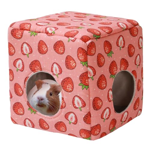 JSPYFITS Meerschweinchen-Versteck Waschbares Meerschweinchenhaus, gemütliches Meerschweinchenbett für kleine Haustiere, Hasen, Hamster, Chinchilla, Meerschweinchen, Zubehör, rosa Erdbeere JSPYFITS Meerschweinchen-Versteck Waschbares Meerschweinchenhaus, gemütliches Meerschweinchenbett für kleine Haustiere, Hasen, Hamster, Chinchilla, Meerschweinchen, Zubehör, rosa Erdbeere von JSPYFITS