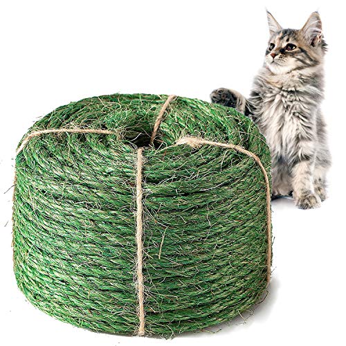 JSPYFITS Sisalseil für Katzen, 6 mm, hochwertig, langlebig, unnoiled Sisalschnur für Erholung oder Heimwerker, gedrehtes Hanfseil für Katzenbaum und Turm (10 m) von JSPYFITS