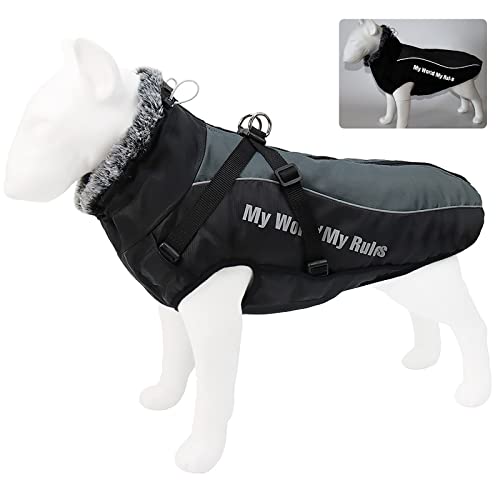 JSSEVN Hunde Winterjacken Reflektierend Wasserdicht Kaltwetter Mäntel Windschutz Warmer Pullover Grau 3XL von ＪＳＳＥＶＮ