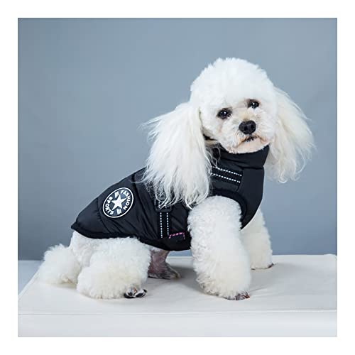 JSSEVN Hundekleidung für kleine Hundemantel, wasserdichte Winterjacke, warme Weste mit Hundegeschirr, für kleine, mittelgroße und große Hunde, Schwarz M von ＪＳＳＥＶＮ