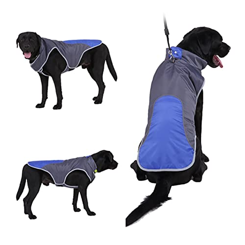 JSSEVN Hundemantel, wasserdichte Hundejacke für mittelgroße und große Hunde, winddicht, warmer Winter, reflektierende Streifen, verstellbare Brust, blau, 2XL von ＪＳＳＥＶＮ