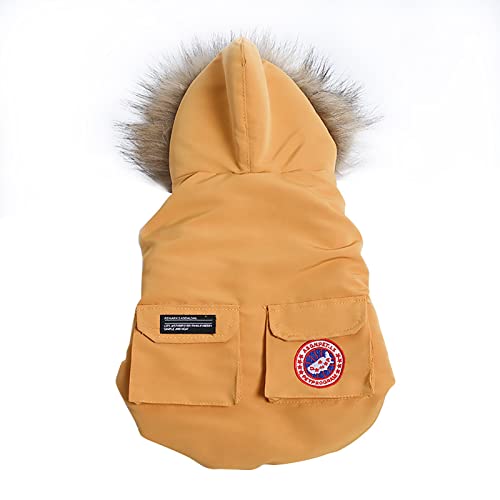 JSSEVN Warme Hundejacke mit Fleecefutter, für kleine Hunde, mit Kapuze, Orange, Größe XL von ＪＳＳＥＶＮ