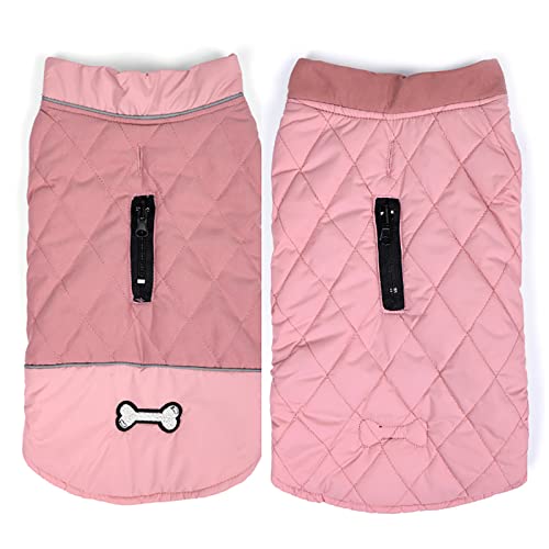 JSSEVN Wasserdichter Hundemantel Winter Warme Jacke Weste Winddicht Schneeanzug Hundekleidung Outfit Weste Haustiere Hundegeschirr Loch Rosa XL von ＪＳＳＥＶＮ