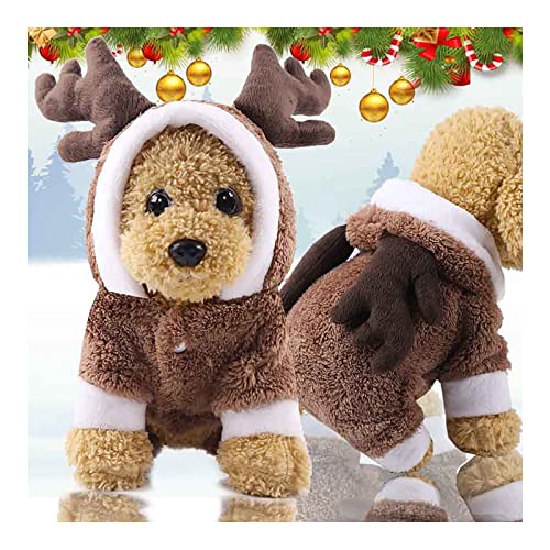 JSSEVN Weihnachtspullover für Hunde, weich, warm, für kaltes Wetter, gestrickt, für den Winter, braun, Elch, L von ＪＳＳＥＶＮ