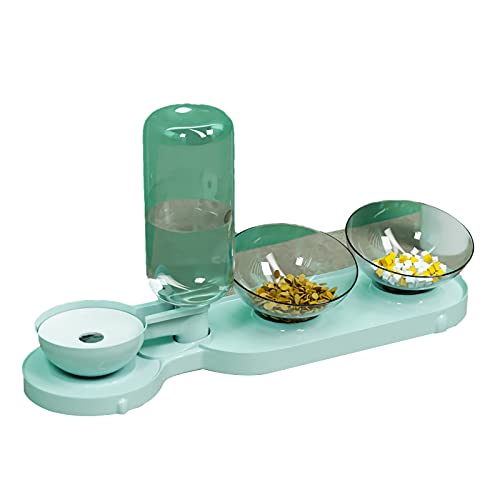 Katzennäpfe mit Automatischer Wasserflasche Futternäpfe mit erhöhtem Ständer Stressfrei Haustier Napf für Futter und Wasser Rosa von ＪＳＳＥＶＮ