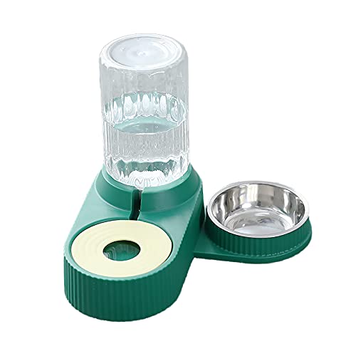 Katzennäpfe mit automatischer Wasserflasche, erhöhter Futternapf für Katzen oder Hunde, Grün von ＪＳＳＥＶＮ