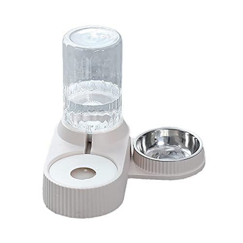 Katzennäpfe mit automatischer Wasserflasche, erhöhter Futternapf für Katzen oder Hunde, Weiß von ＪＳＳＥＶＮ