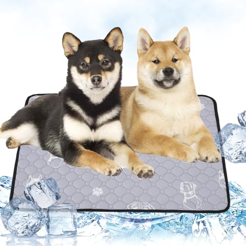 JSTHHTT Kühlmatte für Hunde, Selbstkühlende Hundematte, Hundedecke, Sommer Kühlkissen für Hunde und Katzen, Waschbares, für Drinnen, Draußen und Auto(Grau,60 * 45cm) von JSTHHTT