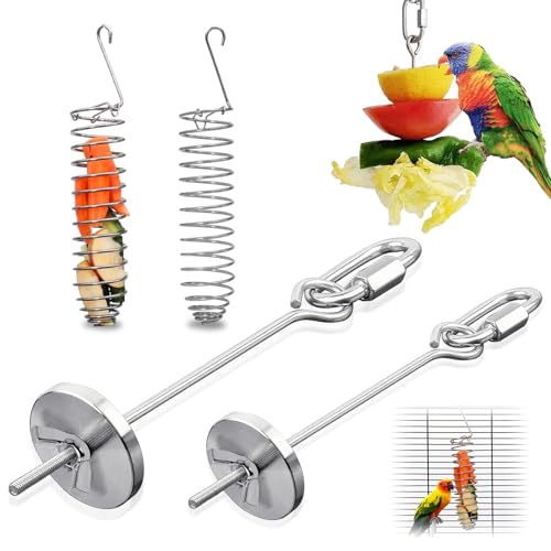 Vogelfutterhalter für Käfig, Papageien, Obstspieße, Gemüse, Hängekorb, Edelstahl, Rattenanreicherung, Spielzeug, Vogelfutterspender und Nager, Puzzle-Spielzeug, 4 Stück Vogelfutterhalter für Käfig, Papageien, Obstspieße, Gemüse, Hängekorb, Edelstahl, Rattenanreicherung, Spielzeug, Vogelfutterspender und Nager, Puzzle-Spielzeug, 4 Stück von JSUOEO