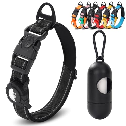 JSXD AirTag Hundehalsband, reflektierendes Nylon-Hundehalsband für kleine, mittelgroße und große Rassen, abschließbare Schnellverschluss-Schnalle, gepolstert, atmungsaktiv, Haustierhalsband mit JSXD AirTag Hundehalsband, reflektierendes Nylon-Hundehalsband für kleine, mittelgroße und große Rassen, abschließbare Schnellverschluss-Schnalle, gepolstert, atmungsaktiv, Haustierhalsband mit von JSXD