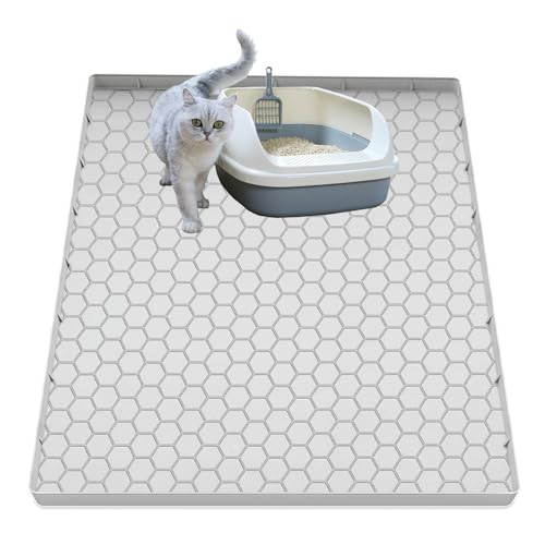 JSXZWOO Katzenklo Matte für Katzentoilette, Silikon Große Katzenstreu Fangmatte - 63,5 x 48,3 cm, wasserdicht & rutschfest, langlebig & leicht zu reinigen, Hellgrau JSXZWOO Katzenklo Matte für Katzentoilette, Silikon Große Katzenstreu Fangmatte - 63,5 x 48,3 cm, wasserdicht & rutschfest, langlebig & leicht zu reinigen, Hellgrau von JSXZWOO