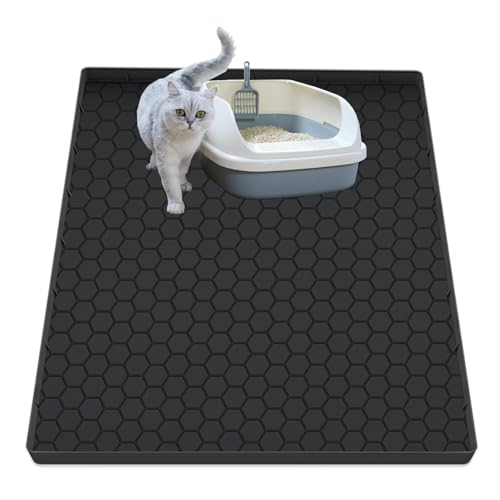 JSXZWOO Katzenstreu-Matte, 94 x 55,9 cm, Schwarz von JSXZWOO
