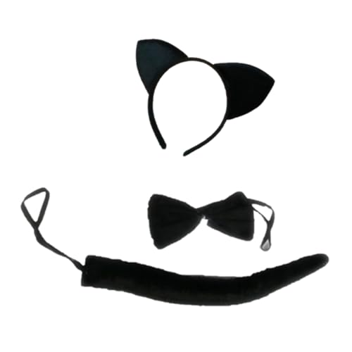 JSZDFSV 3-teiliges Tierkostüm für Kinder, Katze, Maus, Hund, Kuh, Froschohren, Stirnband, Schwanz, Fliege, Schwanz, Tier, Cosplay-Zubehör JSZDFSV 3-teiliges Tierkostüm für Kinder, Katze, Maus, Hund, Kuh, Froschohren, Stirnband, Schwanz, Fliege, Schwanz, Tier, Cosplay-Zubehör von JSZDFSV