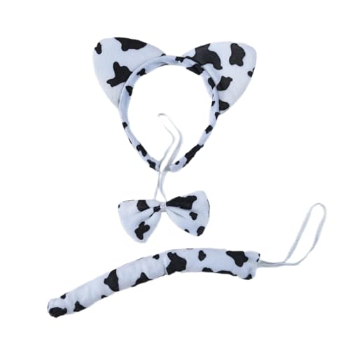 JSZDFSV 3-teiliges Tierkostüm für Kinder, Katze, Maus, Hund, Kuh, Froschohren, Stirnband, Schwanz, Fliege, Schwanz, Tier, Cosplay-Zubehör JSZDFSV 3-teiliges Tierkostüm für Kinder, Katze, Maus, Hund, Kuh, Froschohren, Stirnband, Schwanz, Fliege, Schwanz, Tier, Cosplay-Zubehör von JSZDFSV