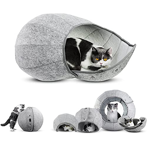 Katzenbett für Indoor-Katzen, Katzenhöhle, Halbgeschlossene kreative Katzenmatte, weich und selbstwärmend, Katzennest, Haustierbett, windabweisend, White Lining von JSvsza