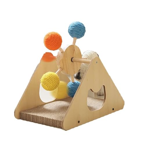 JTBDWOSK Katzen-Kratzbrett-Spielzeug,Katzenkratzspielzeug mit Ball Natursisal und Holz Katzenkratzzeug, Verschleißfeste Haustiermöbel für Indoor-Kätzchen-Grind-Klauen,Braun von JTBDWOSK