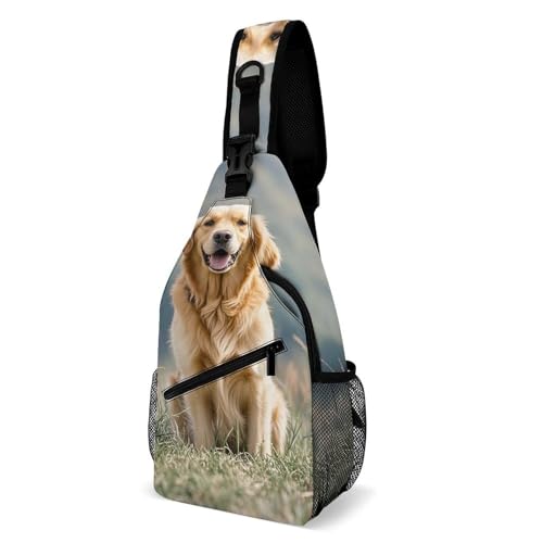 JTKBNVM Golden Retriever Hundetasche für Herren, Wanderrucksack, Reise-Brusttasche, Umhängetasche, Tagesrucksack JTKBNVM Golden Retriever Hundetasche für Herren, Wanderrucksack, Reise-Brusttasche, Umhängetasche, Tagesrucksack von JTKBNVM