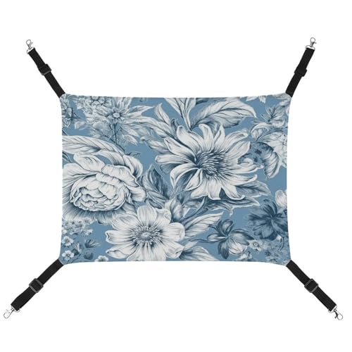 JTKBNVM Katzenhängematte mit Blumenmuster, Blau und Weiß, Haustierhängematte für Frettchen, Katzenhängematte für große Katzen, Hamster-Hängematte, weiches Hängebett, Katzenhängematte JTKBNVM Katzenhängematte mit Blumenmuster, Blau und Weiß, Haustierhängematte für Frettchen, Katzenhängematte für große Katzen, Hamster-Hängematte, weiches Hängebett, Katzenhängematte von JTKBNVM