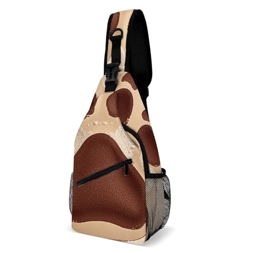 JTKBNVM Umhängetasche mit Hundepfotenabdruck für Herren, Wanderrucksack, Reise-Brusttasche, Herren-Geldbörse, Schultertaschen, Tagesrucksack von JTKBNVM