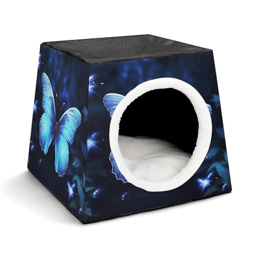 Capsule Pet Waterloo Blauer Schmetterling bedrucktes faltbares Hundehaus Katzenhöhle weiches Kätzchenbett warmes Kaninchennest Chinchillas Versteck für kleine und mittelgroße Tiere im Innenbereich Capsule Pet Waterloo Blauer Schmetterling bedrucktes faltbares Hundehaus Katzenhöhle weiches Kätzchenbett warmes Kaninchennest Chinchillas Versteck für kleine und mittelgroße Tiere im Innenbereich von JTKLQBN