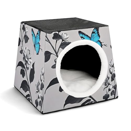 Capsule Pet Waterloo Blue Butterfly Flower Printed Foldable Dog House Cat Cave Soft Kitten Bed Warm Rabbit Nest Chinchillas Hideout for Indoor Small and Medium Animal Capsule Pet Waterloo Blue Butterfly Flower Printed Foldable Dog House Cat Cave Soft Kitten Bed Warm Rabbit Nest Chinchillas Hideout for Indoor Small and Medium Animal von JTKLQBN